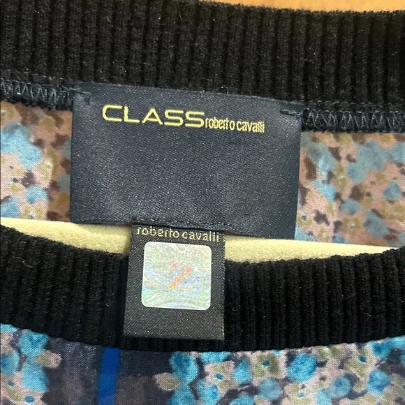 Roberto Cavalli Black and Blue Patterned Blouse - Picture 2 of 7